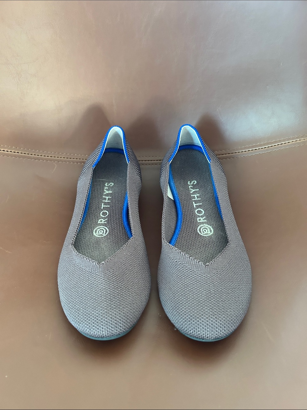 Rothy's Purple/taupe Knit Slip-On Flats with Blue Trim
